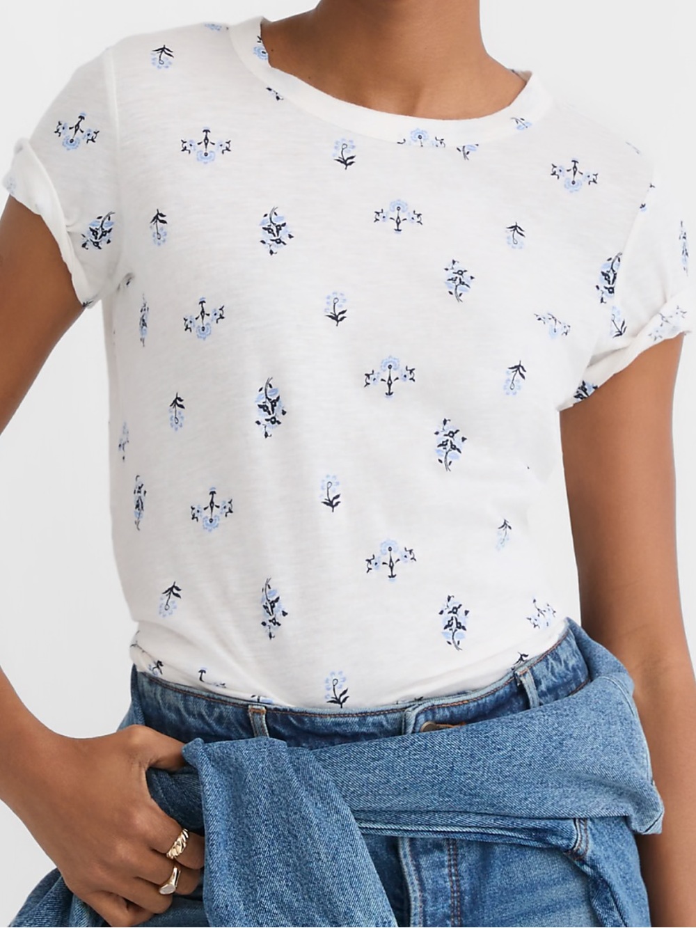 LOFT Floral Everyday Crew T Shirt Shortsleeve Size XLARGE Cottagecore Feminine